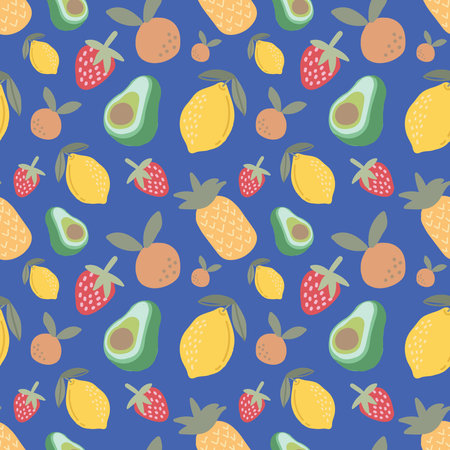 Seamless pattern with fruits. Vector illustration in flat style.のイラスト素材