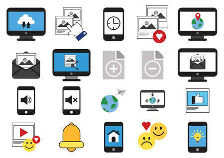 social media icon flat icon elements vectorのイラスト素材