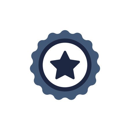 isolate blue and white medal flat icon symbol vectorのイラスト素材