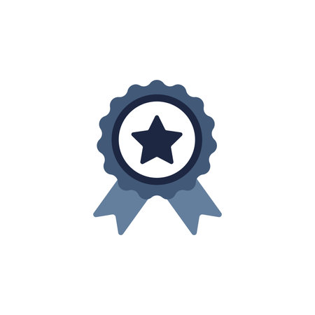 isolate blue and white medal flat icon symbol vectorのイラスト素材