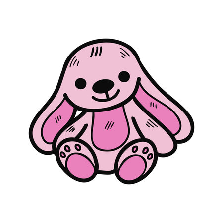 isolate illustration toy pink bunny dollのイラスト素材