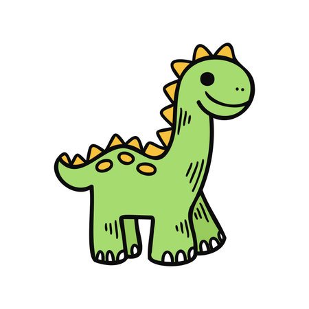 isolate illustration toy green dinosaur dollのイラスト素材