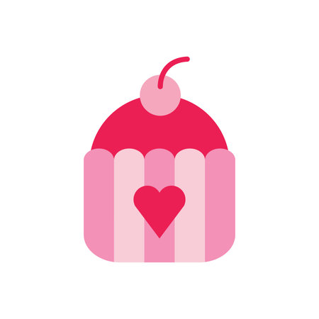 Cupcake with heart flat icon
