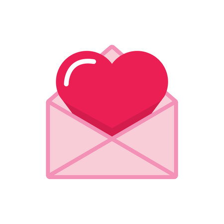 Envelope with heart flat icon designのイラスト素材