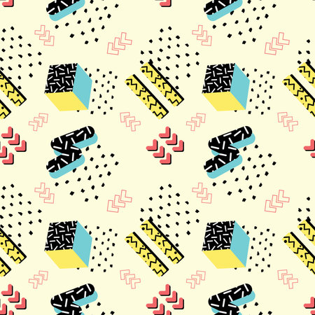 geometric seamless pattern memphis background Vector illustration.のイラスト素材