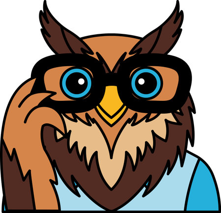 isolate illustration of Owl with glasses and shirtのイラスト素材