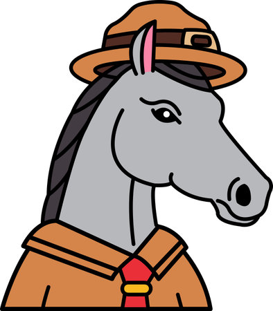 isolate illustration of Horse in a scout uniformのイラスト素材
