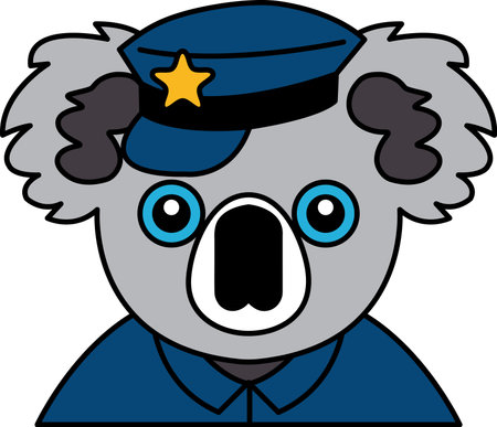 isolate illustration of Koala in a police uniformのイラスト素材
