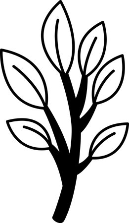 black and white icon of a branch with orange leavesのイラスト素材