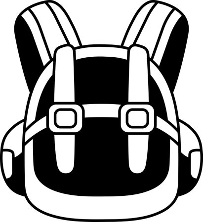 black and white illustration of a backpackのイラスト素材