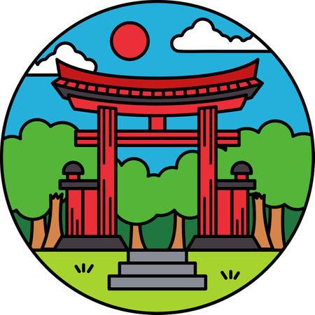 single icon of a japanese torii gateのイラスト素材