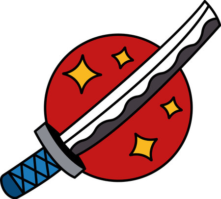 single icon of a japanese katana samurai swordのイラスト素材