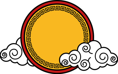 isolate illustration of a traditional chinese circle badgeのイラスト素材