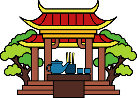 illustration of a chinese shrineのイラスト素材