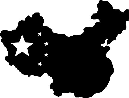 black and white illustration of a mainland of chinaのイラスト素材