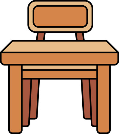 A wooden desk with a chairのイラスト素材