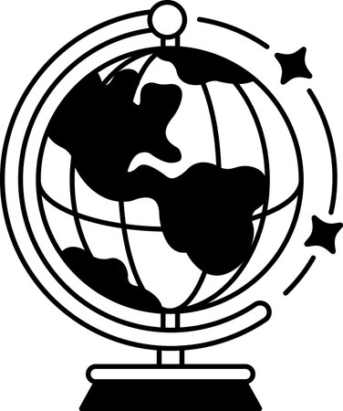 black and white illustration of a globeのイラスト素材