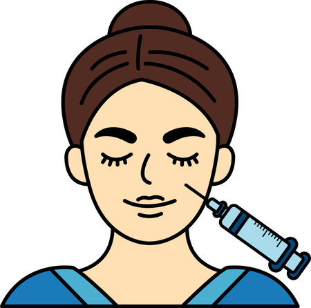 A woman is injecting filler into her faceのイラスト素材