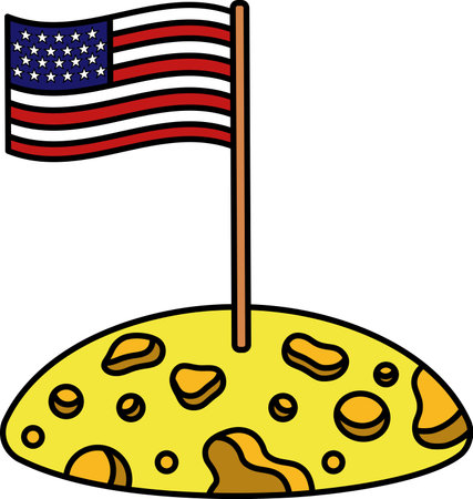 American flag on the moonのイラスト素材