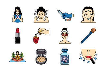 illustration icons of woman activity wellness beauty and healthのイラスト素材