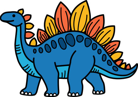 isolated illustration of a Stegosaurus dinosaurのイラスト素材