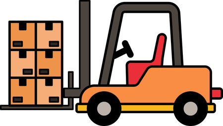 parcel boxes on a forkliftのイラスト素材