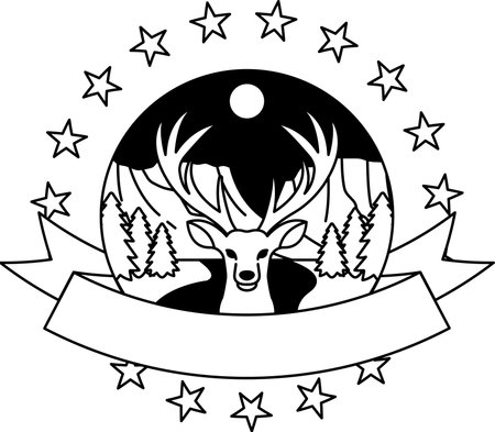 logotype of A deer in the woodsのイラスト素材
