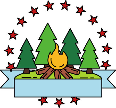 logotype icon of Bonfire in the forestのイラスト素材