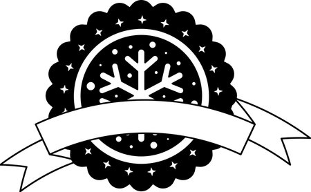 black and white logotype icon of a snowflakeのイラスト素材