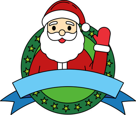 logotype of a Santa Claus wavingのイラスト素材