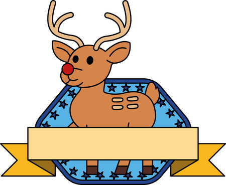 logotype of A reindeer with antlers and a red noseのイラスト素材