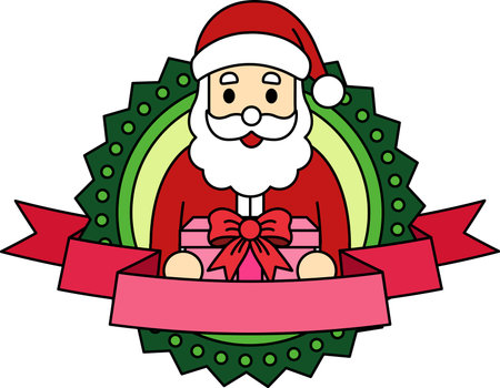 logotype of Santa Claus holding a presentのイラスト素材
