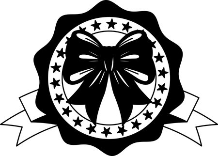 black and white logotype of A ribbon bowのイラスト素材