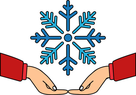 two hand holding a snowflakeのイラスト素材