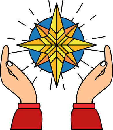 A pair of hands holding a starのイラスト素材