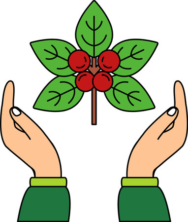 two hands holding a poinsettiaのイラスト素材