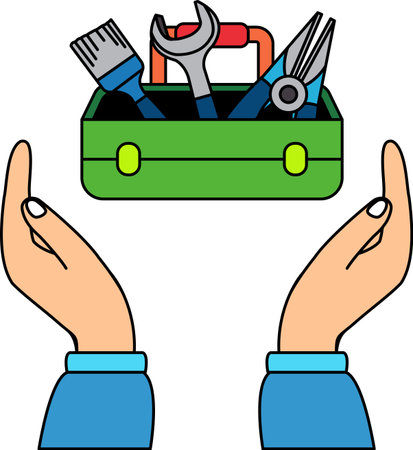 two hand holding a toolboxのイラスト素材
