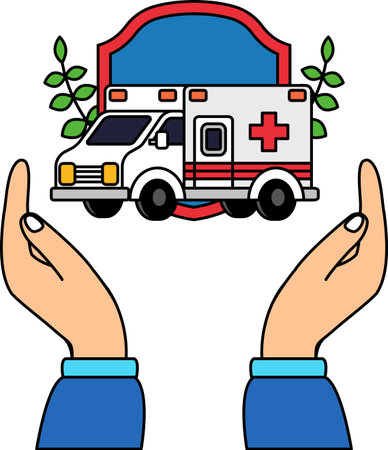 two hands holding an ambulanceのイラスト素材