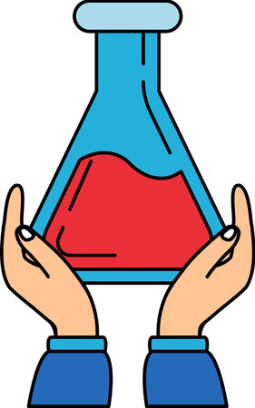 two hands holding a beakerのイラスト素材