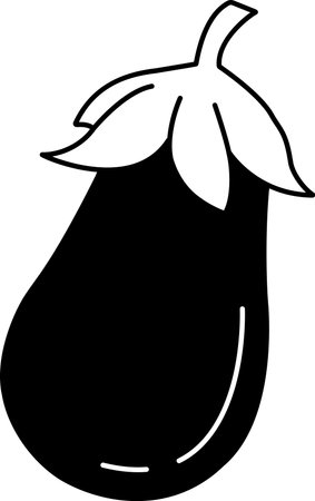 black and white illustration of an eggplantのイラスト素材