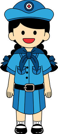 Illustration of thai girl guide students smilingのイラスト素材