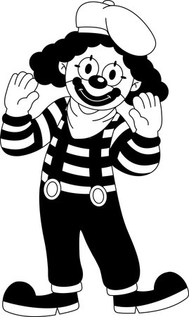 Black and white illustration of male mime artist is standingのイラスト素材
