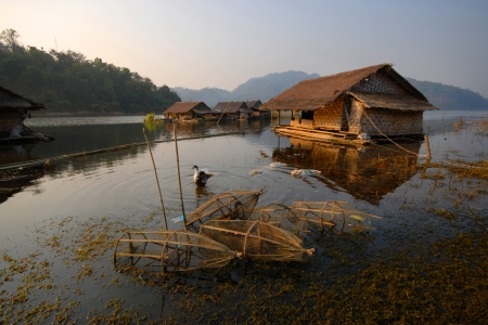   Floating home in the morningの写真素材