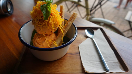 Thai tea ice-cream in Thailandの写真素材