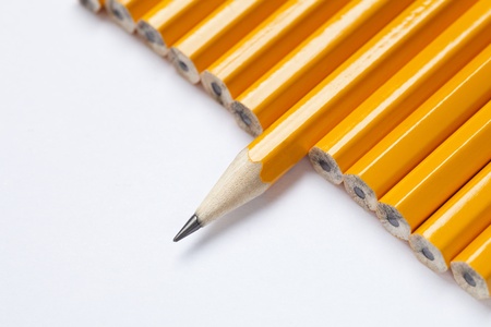 Arrangement of Pencils on White Backgroundの写真素材