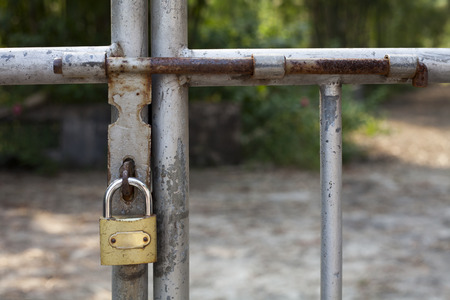Padlock on the metal door