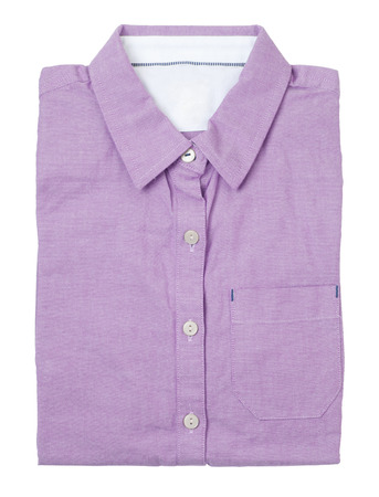 purple woman's shirt isolated on white backgroundの写真素材