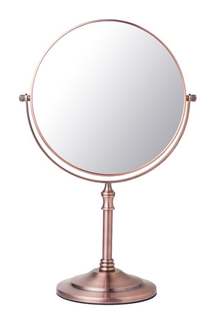 Vintage makeup mirror isolated on white backgroundの写真素材