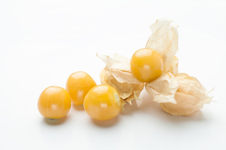 Fresh physalis fruit on white backgroundの写真素材