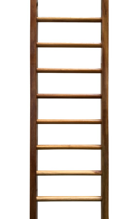 Wooden ladder isolated on white backgroundの写真素材